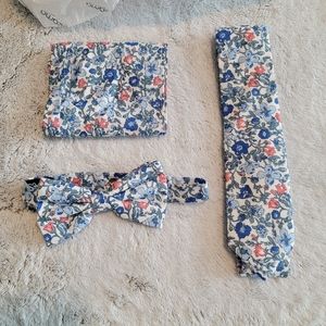 Boy's Floral Tie, Bow Tie, and Pocket Square